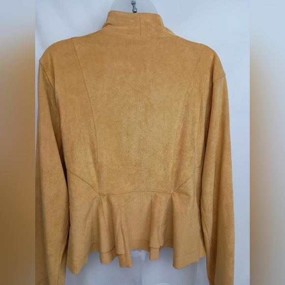 WILLOW & ROOT Western Chic Butterly Yellow Faux Suede Moto Jacket  (#1,530)(C) - Picture 9 of 11